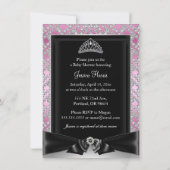 Princess Diamond Tiara & Bow Baby shower Invite Kaart (Achterkant)