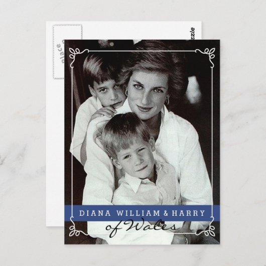Princess Diana of Wales Will en Harry Briefkaart (Voorkant / Achterkant)
