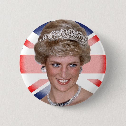 Princess Diana Union Jack Ronde Button 5,7 Cm (Voorkant)