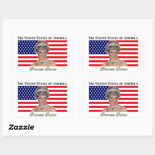 Princess Diana USA Flag Rechthoekige Sticker (Vel)