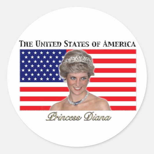 Princess Diana USA Flag Ronde Sticker (Voorkant)