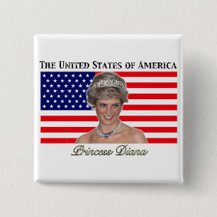 Princess Diana USA Flag Vierkante Button 5,1 Cm