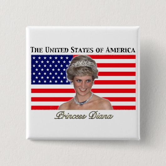 Princess Diana USA Flag Vierkante Button 5,1 Cm (Voorkant)