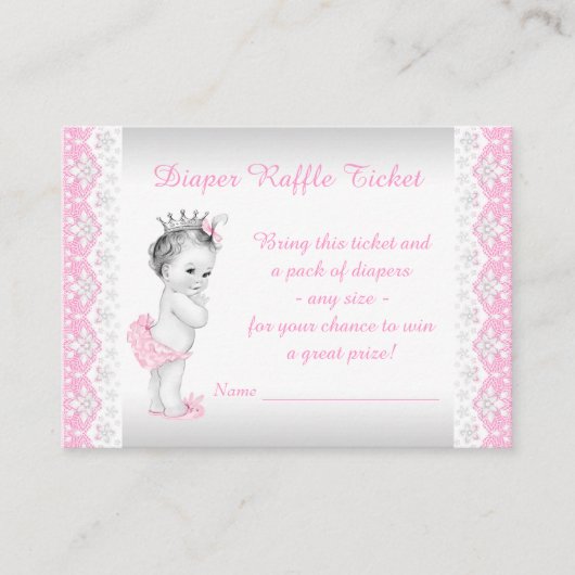 Princess Diaper Raffle Ticket Informatiekaartje (Voorkant)