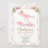 Princess dinosaur partijuitnodiging kaart (Voorkant)