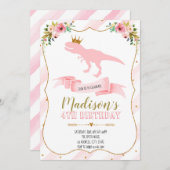 Princess dinosaur partijuitnodiging kaart (Voorkant / Achterkant)