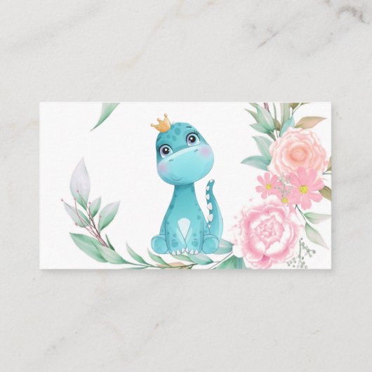 Princess Dinosaur Peony Diaper Raffle Baby shower Visitekaartje (Achterkant)
