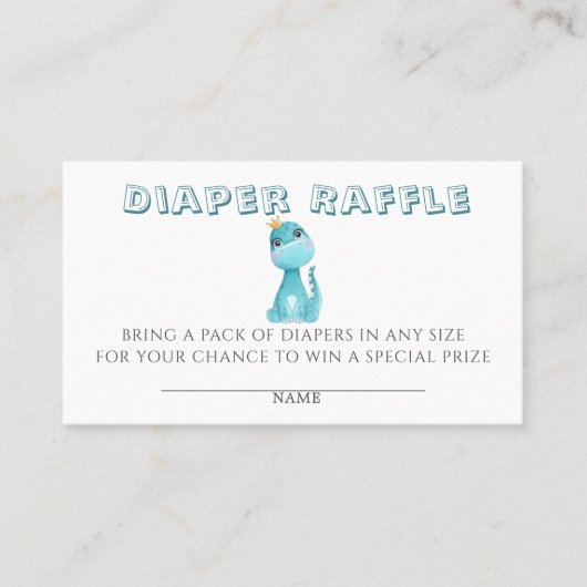 Princess Dinosaur Peony Diaper Raffle Baby shower Visitekaartje (Voorkant)