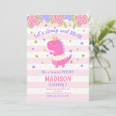 Princess Dinosaur Verjaardag Uitnodiging (Staand voorkant)