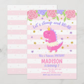 Princess Dinosaur Verjaardag Uitnodiging (Voorkant / Achterkant)