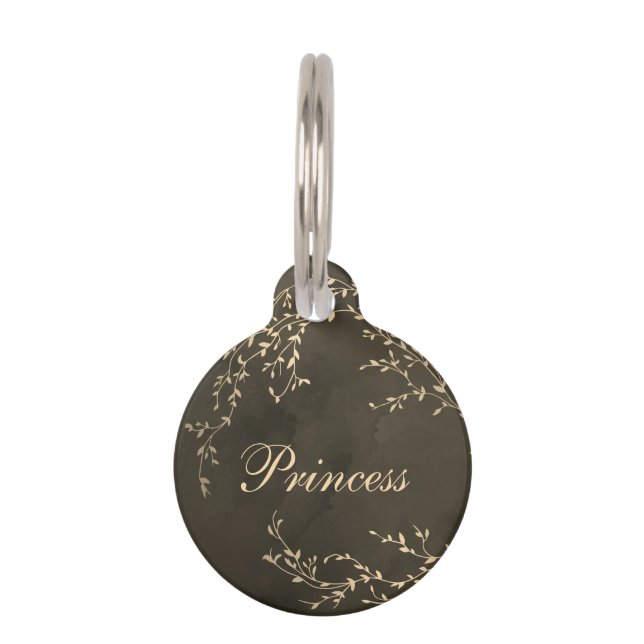 Princess Dog Cat Pet Elegant Floral Huisdierpenning (Voorkant)