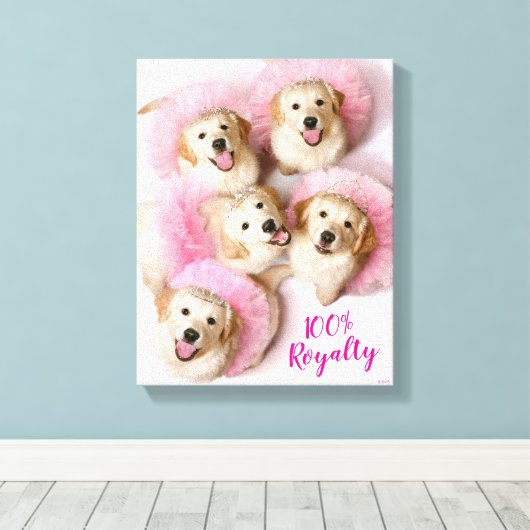 Princess Dogs in Tiaras Canvas Afdruk (Insitu (Houten vloer))