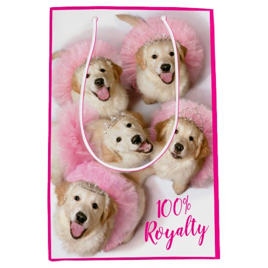 Princess Dogs in Tiaras Medium Cadeauzakje (Voorkant)