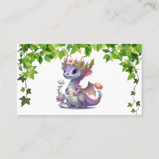 Princess Dragon Bloemen Meisje Baby shower Visitekaartje (Achterkant)