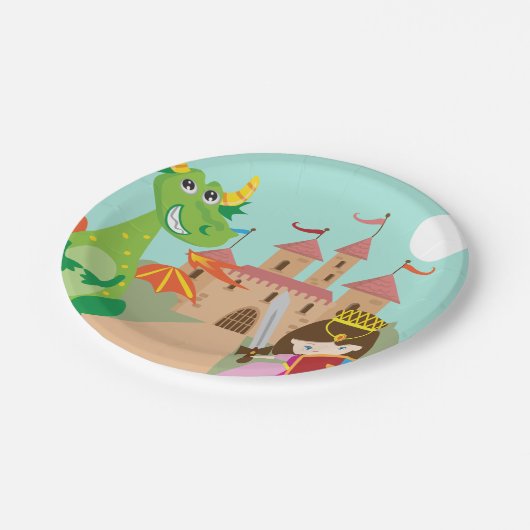 Princess Dragon en Knight Papieren Bordje (Gekanteld)