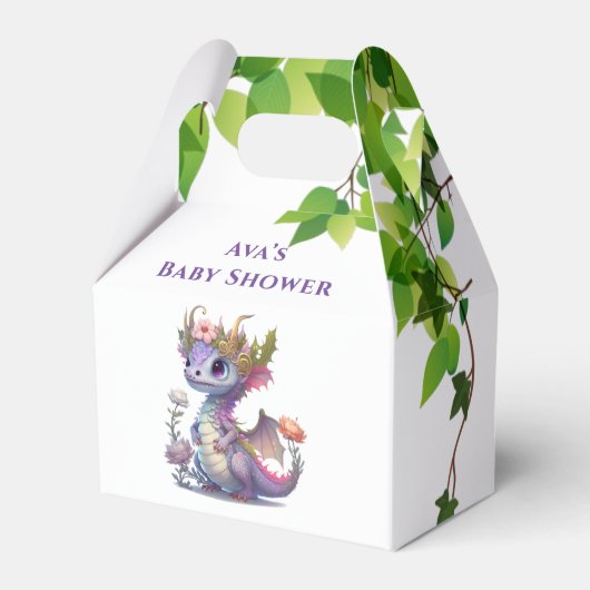 Princess Dragon Florals Meisje Baby shower Bedankdoosjes (Voorkant Zijde)