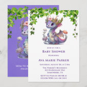 Princess Dragon Florals Meisje Baby shower Kaart (Voorkant / Achterkant)