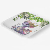 Princess Dragon met Bloemen Meisje Baby shower Papieren Bordje (Gebogen)