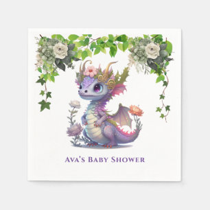 Princess Dragon met Bloemen Meisje Baby shower Servet