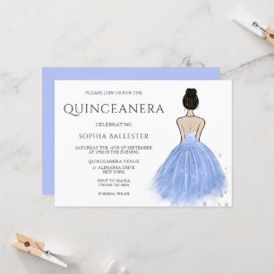 Princess Dress Blue Wonderland Quinceanera Party Kaart