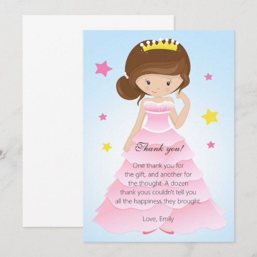 Princess Dress - Dank u - kaart (Voorkant / Achterkant)