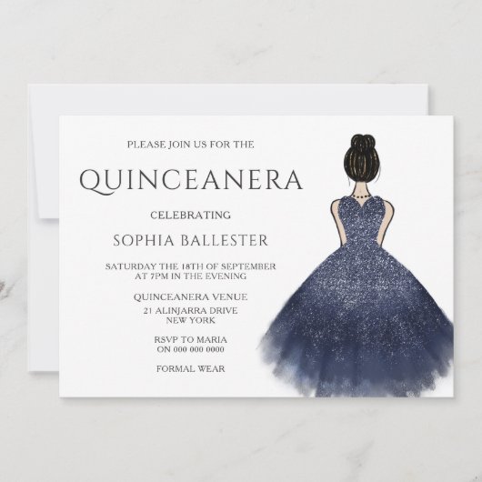 Princess Dress Nany Indigo Wonderland Quinceanera Kaart (Voorkant)