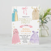 Princess Dresses Birthday Invitation Kaart (Staand voorkant)