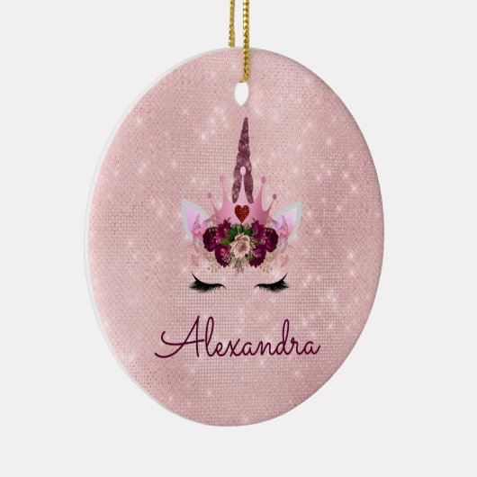 Princess Eenhoorn Roos Goud - Blush Pink Keramisch Ornament (Rechts)