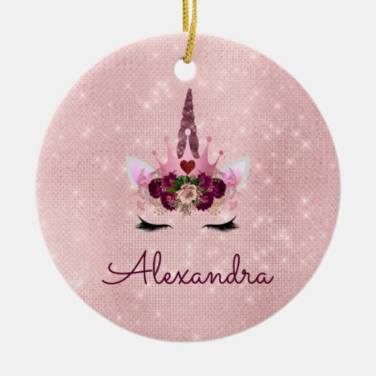 Princess Eenhoorn Roos Goud - Blush Pink Keramisch Ornament (Voorkant)