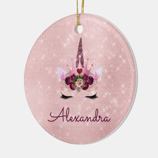 Princess Eenhoorn Roos Goud - Blush Pink Keramisch Ornament (Links)