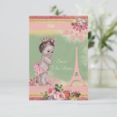 Princess Eiffel Tower - Baby shower bespaart de da Save The Date (Staand voorkant)