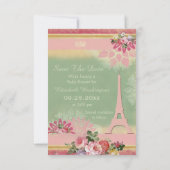 Princess Eiffel Tower - Baby shower bespaart de da Save The Date (Achterkant)