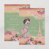 Princess Eiffel Tower - Baby shower bespaart de da Save The Date (Voorkant / Achterkant)