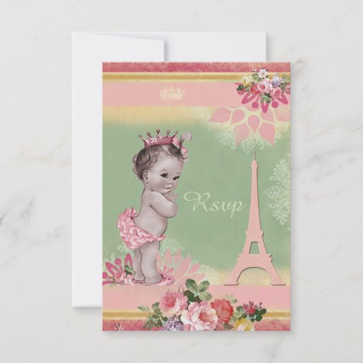 Princess Eiffel Tower Baby shower RSVP (Voorkant)
