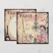 Princess Eiffel Tower & Chandelier Baby shower Kaart (Voorkant / Achterkant)