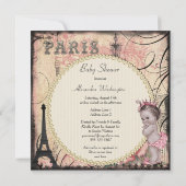 Princess Eiffel Tower & Chandelier Baby shower Kaart (Achterkant)
