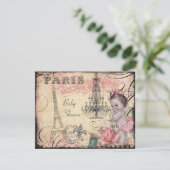 Princess Eiffel Tower & Chandelier Baby shower Kaart (Staand voorkant)