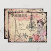 Princess Eiffel Tower & Chandelier Baby shower Kaart (Voorkant / Achterkant)