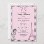 Princess Eiffel Tower Polka Dots Baby shower Kaart (Achterkant)