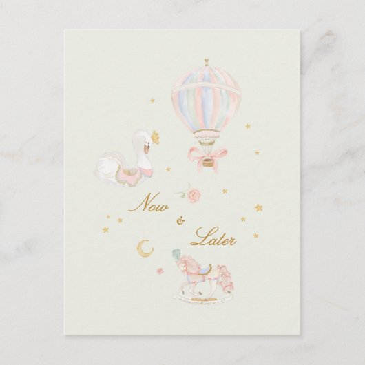 princess elegant girl pink baby shower keepsake informatiekaartje (Voorkant)