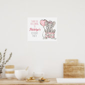 Princess Elephant Balloon Birthday Party Dank u Poster (Keuken)