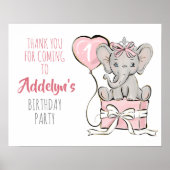 Princess Elephant Balloon Birthday Party Dank u Poster (Voorkant)