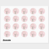 Princess Elephant Balloon Girl's Birthday Name Ronde Sticker (Vel)