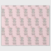Princess Elephant Pink Balloon Child Name Cadeaupapier (Vlak)