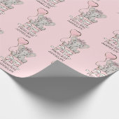 Princess Elephant Pink Balloon Child Name Cadeaupapier (Hoek)