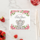 Princess Elephant Tiara Pink Floral Baby shower Servet (Insitu)
