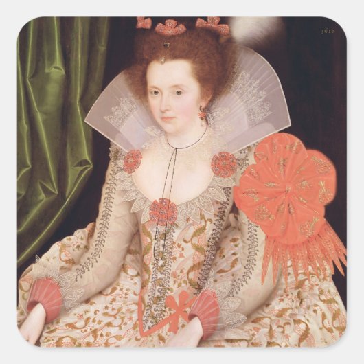 Princess Elizabeth, dochter van James I, 1612 Vierkante Sticker (Voorkant)