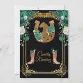 Princess emerald Green & Gold Charra Mis Quince Kaart (Achterkant)