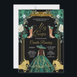 Princess emerald Green & Gold Charra Mis Quince Kaart<br><div class="desc">Prinses emerald Green & Gold Charra Mis Quince Invitation Mis Quince Anos,  15e verjaardag</div>