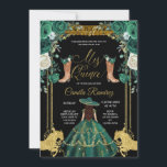 Princess emerald Green & Gold Charra Mis Quince Kaart<br><div class="desc">Prinses emerald Green & Gold Charra Mis Quince Invitation Mis Quince Anos,  15e verjaardag</div>